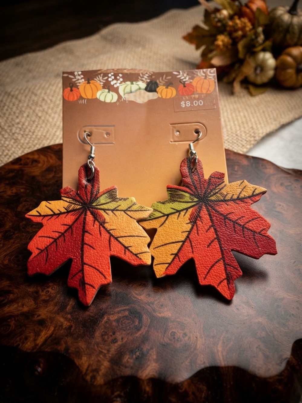 Hobby Lobby Red Orange Green Autumn Leaf Earrings